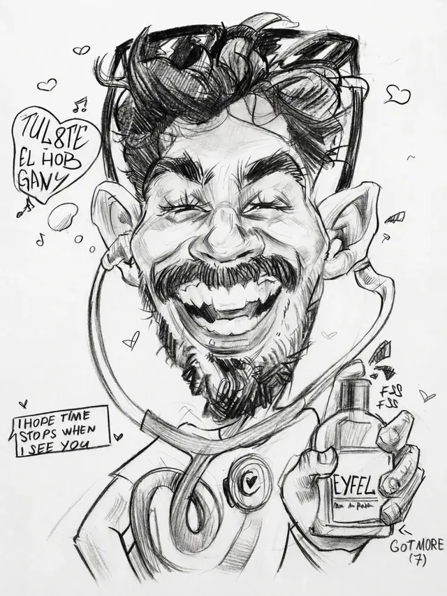 Caricatură alb-negru cu un medic cu stetoscop